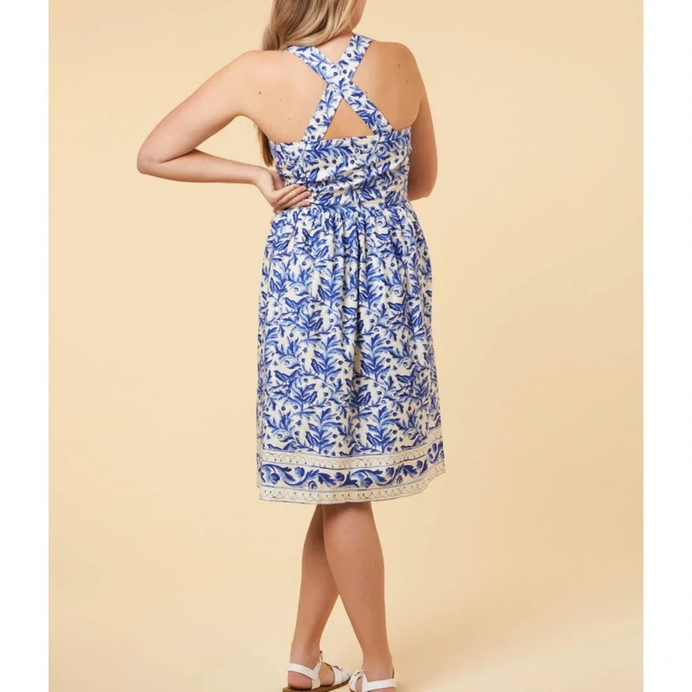 RANIER BLUEBIRD POTTERY PRINT COTTON SUNDRESS - Picture 7 of 8